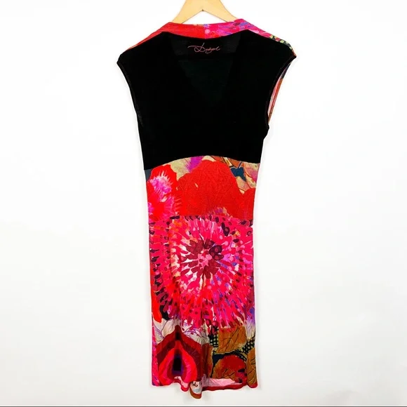 desigual azucena dress floral abstract ruched size large - Picture 5 of 7